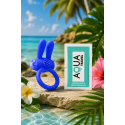 Anneau vibrant silicone bleu avec oreilles de lapin