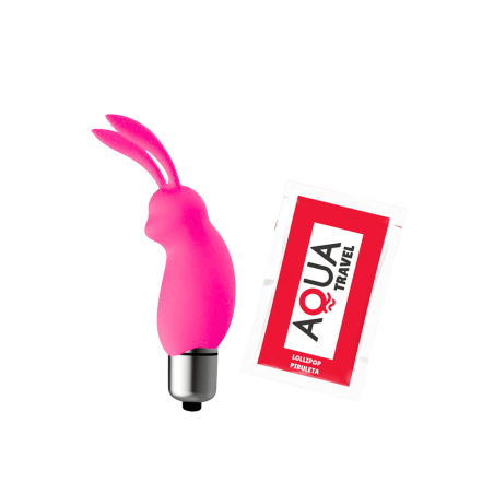 Mini Stimulateur Clitoridien Lapin Rose  1 dosette lubrifiant — Pocket Pleasure
