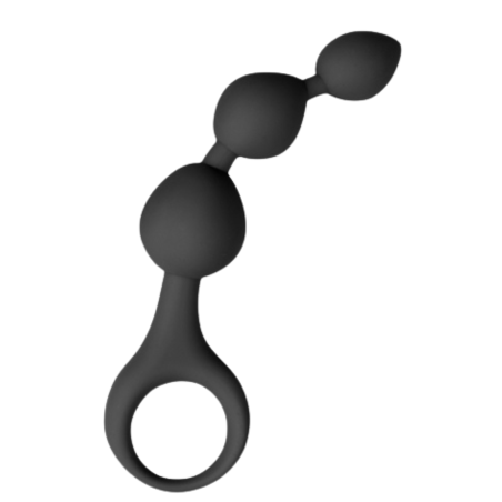 Chapelet anal 3 boules noir silicone 15 cm Pocket Pleasure  1 dosette lubrifiant