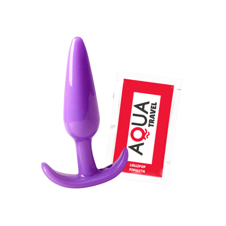 Plug anal violet souple base évasée Pocket Pleasure  1 dosette de lubrifiant
