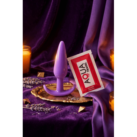 Plug anal violet souple base évasée Pocket Pleasure  1 dosette de lubrifiant