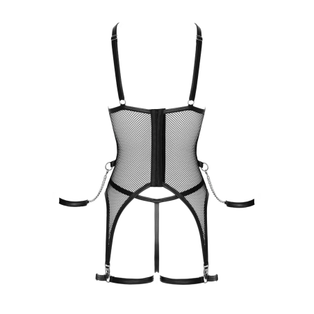 Ensemble Porte-Jarretelles  String Ouvert Résille Noir - Cottelli