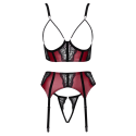 Ensemble Jarretelles 3 Pièces Rouge Foncé  Noir - Cottelli