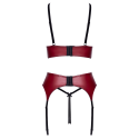 Ensemble Jarretelles 3 Pièces Rouge Foncé  Noir - Cottelli
