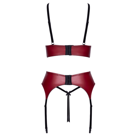 Ensemble Jarretelles 3 Pièces Rouge Foncé  Noir - Cottelli