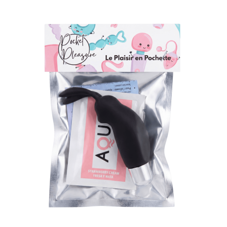 Mini Stimulateur Clitoridien Lapin Noir  1 dosette lubrifiant — Pocket Pleasure