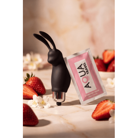 Mini Stimulateur Clitoridien Lapin Noir  1 dosette lubrifiant — Pocket Pleasure