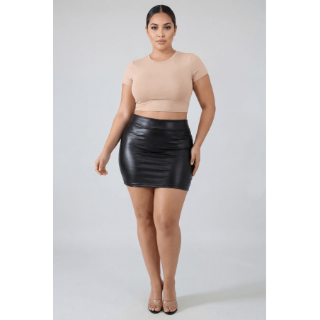 Mini Jupe Simili Cuir Mat Noir Sifia BeLily – Coupe Moulante & Style Minimaliste Sexy