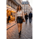 Mini Jupe Simili Cuir Mat Noir Sifia BeLily – Coupe Moulante & Style Minimaliste Sexy