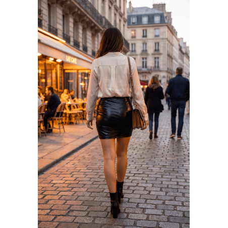 Mini Jupe Simili Cuir Mat Noir Sifia BeLily – Coupe Moulante & Style Minimaliste Sexy