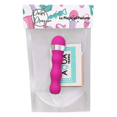 Mini Vibromasseur rose ondulés Pocket Pleasure  1 dosette de lubrifiant