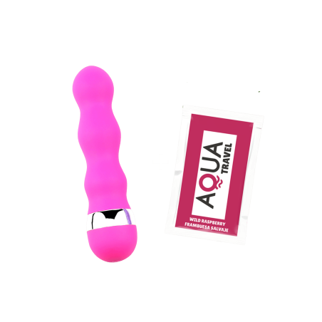 Mini Vibromasseur rose ondulés Pocket Pleasure  1 dosette de lubrifiant