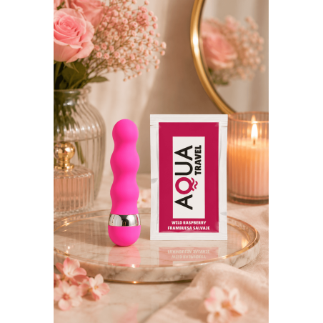 Mini Vibromasseur rose ondulés Pocket Pleasure  1 dosette de lubrifiant