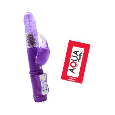 Vibromasseur Rabbit Violet Rotation  Vibration 36 Modes  1 dosette de lubrifiant — Pocket Pleasure