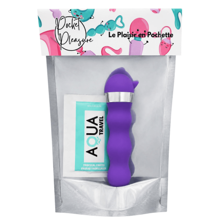 Mini Vibromasseur violet ondulés Pocket Pleasure  1 dosette de lubrifiant