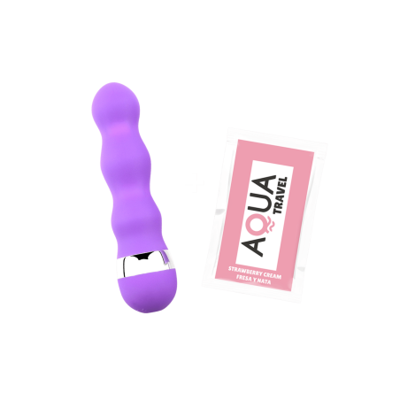 Mini Vibromasseur violet ondulés Pocket Pleasure  1 dosette de lubrifiant