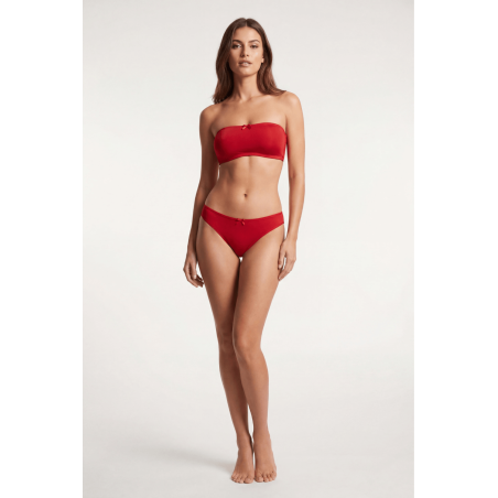 Culotte Rouge Dentelle Florale & Nœud Satin — Taille Unique S au XL