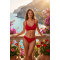 Culotte Rouge Dentelle Florale & Nœud Satin — Taille Unique S au XL