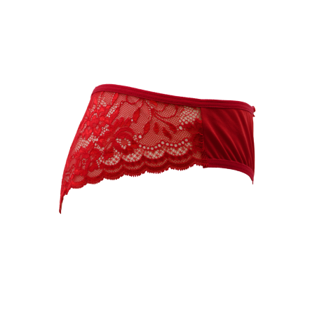 Culotte Rouge Dentelle Florale & Nœud Satin — Taille Unique S au XL