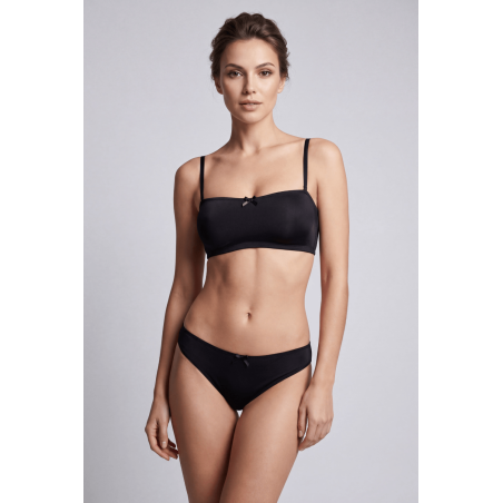 Culotte Noire Melania Dentelle Florale & Nœud Satin — Taille Unique S au XL