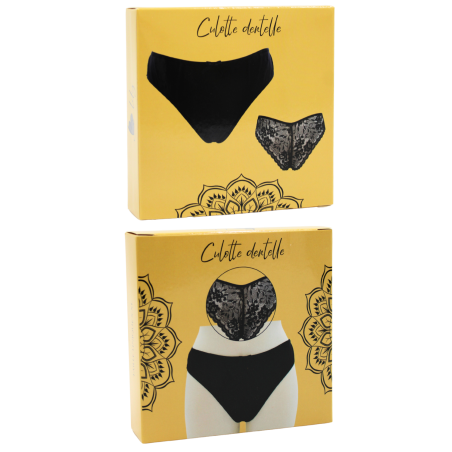 Culotte Noire Melania Dentelle Florale & Nœud Satin — Taille Unique S au XL