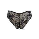 Culotte Noire Melania Dentelle Florale & Nœud Satin — Taille Unique S au XL