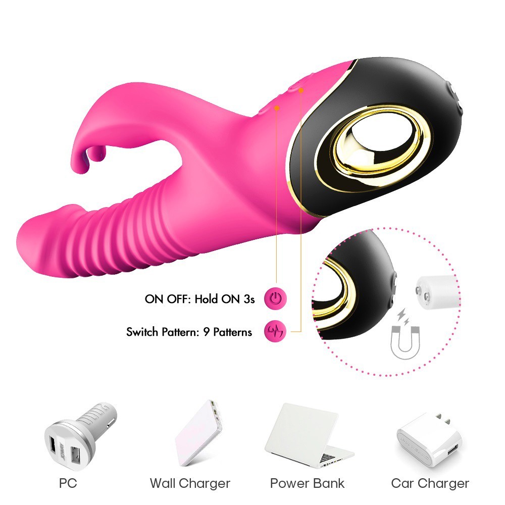 Vibromasseur rose Rabbit Va et Vient avec rotation Vibromasseur rose Rabbit Va et Vient avec rotation